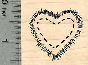 Stitched Heart Rubber Stamp, Valentine's Day Series