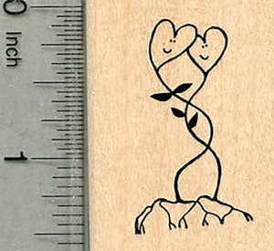 Heart Flower Rubber Stamp, Loving Couple, Love Grows Series