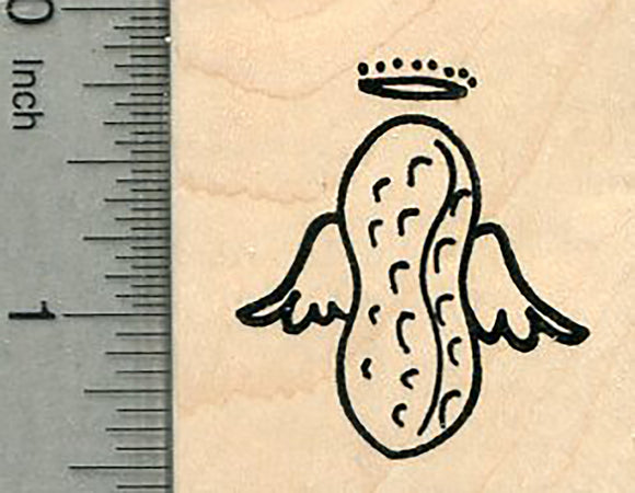 Peanut Angel Rubber Stamp, with Halo and Wings