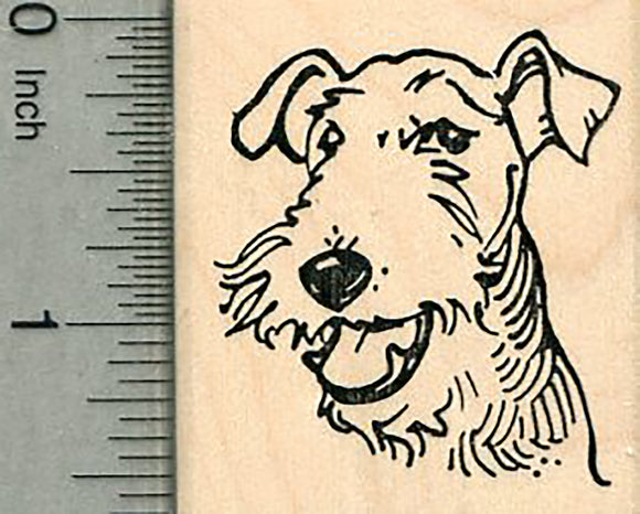Airedale Terrier Rubber Stamp, Portrait