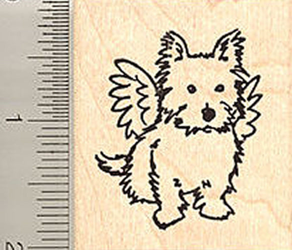 Terrier Dog Angel Rubber Stamp