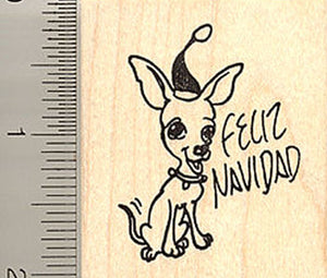 Feliz Navidad Chihuahua Rubber Stamp