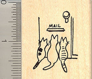 Kitties Waiting for Mail Rubber Stamp