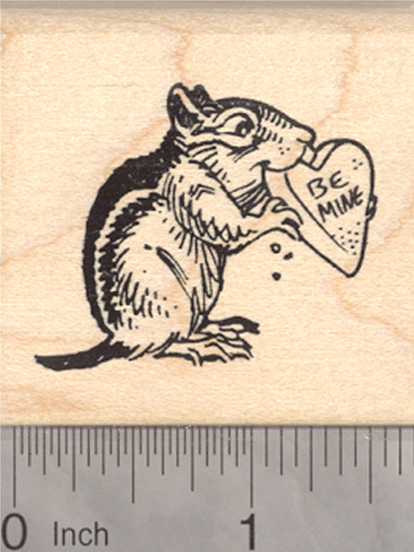 Chipmunk Valentine Rubber Stamp