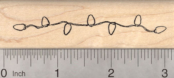 Christmas Lights Rubber Stamp, Holiday Light String