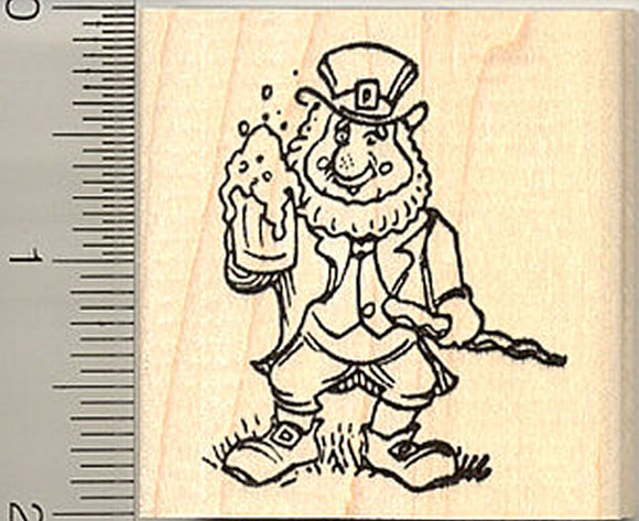 Leprechaun Drinking a Toast Rubber Stamp