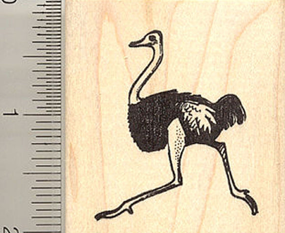 Running Ostrich Rubber Stamp