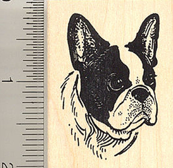 Boston Terrier Dog Face Rubber Stamp