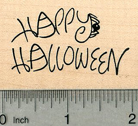 Happy Halloween with spider Rubber Stamp