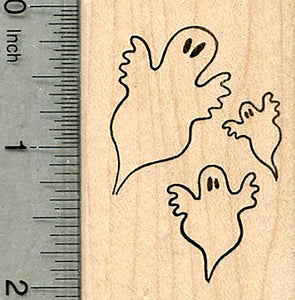 Halloween Ghost Trio Rubber Stamp