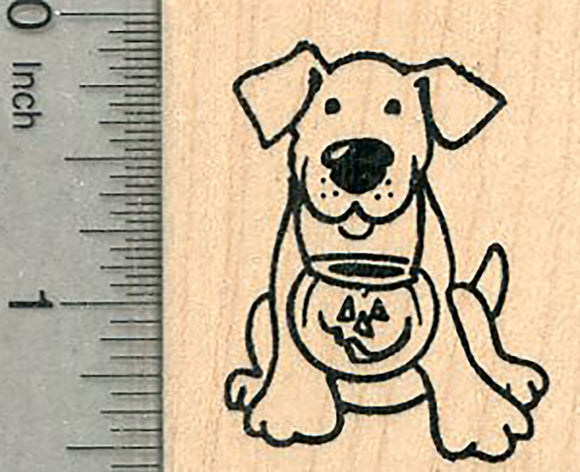 Trick or Treat Halloween Dog Rubber Stamp