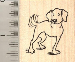 Happy Three Legged Dog Rubber Stamp