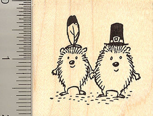 Thanksgiving Hedgehogs Rubber Stamp