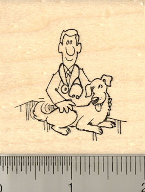 Happy Dog with Vet Rubber Stamp