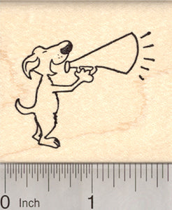 Dog with Megaphone Rubber Stamp