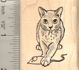 Russian Blue Cat with Catnip Mouse Rubber Stamp