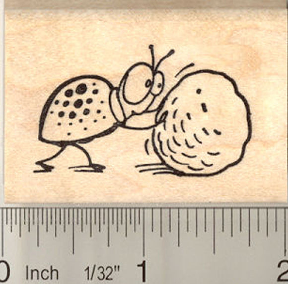 Cute Dung Beetle Rubber Stamp