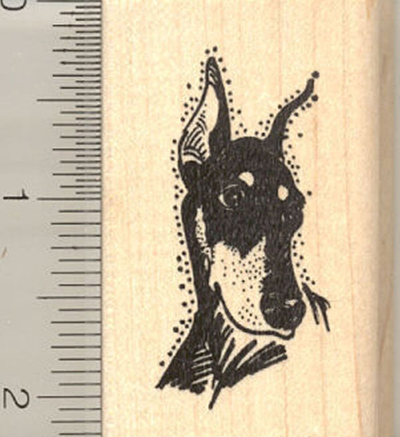 Doberman Pinscher Face Rubber Stamp