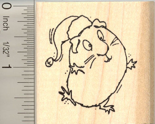 Dancing Santa Guinea Pig Rubber Stamp