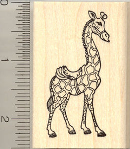 Giraffe with Saddle Rubber Stamp