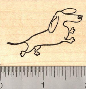 Running Dachshund Dog Rubber Stamp