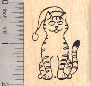 Cat in Santa Hat Rubber Stamp