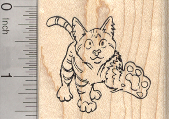 Playful Tabby Kitty Cat Rubber Stamp