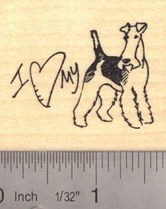 Fox Terrier Dog "love" Rubber Stamp