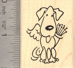 Dog Cupid Valentines Day Rubber Stamp
