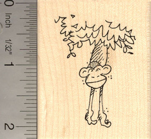 Monkey in jungle Rubber Stamp