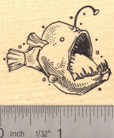Anglerfish Fish Rubber Stamp