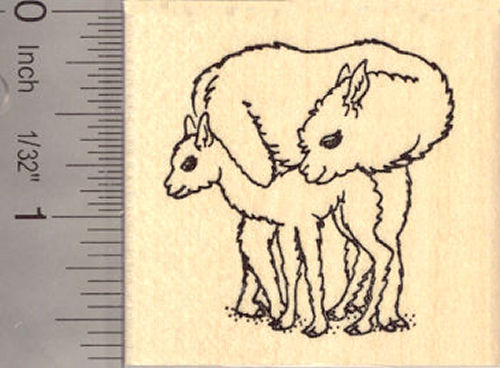 Alpaca mother and baby Rubber Stamp