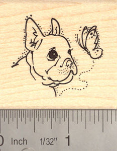 French bulldog with butterfly Rubber Stamp