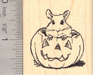 Hamster Jack-O-Lantern Halloween Rubber Stamp