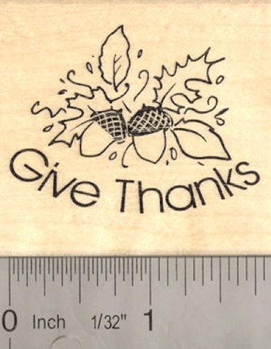 Thanksgiving Rubber Stamp Give Thanks Acorn