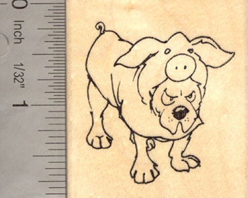 Dog in Pig Costume Halloween Rubber Stamp
