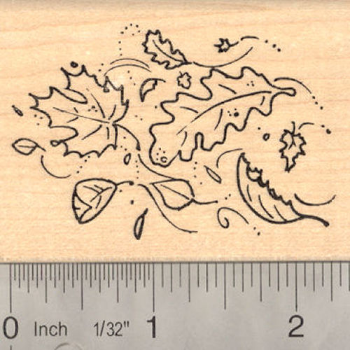 Fall Leaves Autumn Rubber Stamp