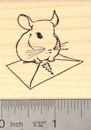 Chinchilla Christmas Card Rubber Stamp