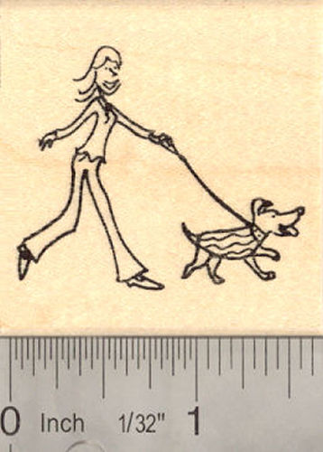 Dog Walker Rubber Stamp