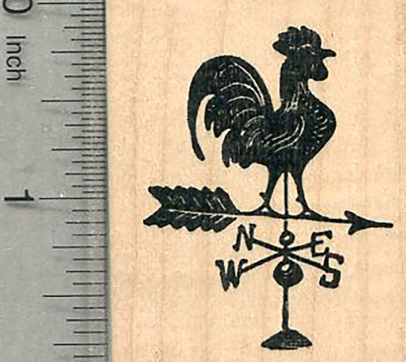 Rooster Weather Vane Rubber Stamp in silhouette, Rustic Farm
