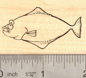 Halibut Flat Fish Rubber Stamp