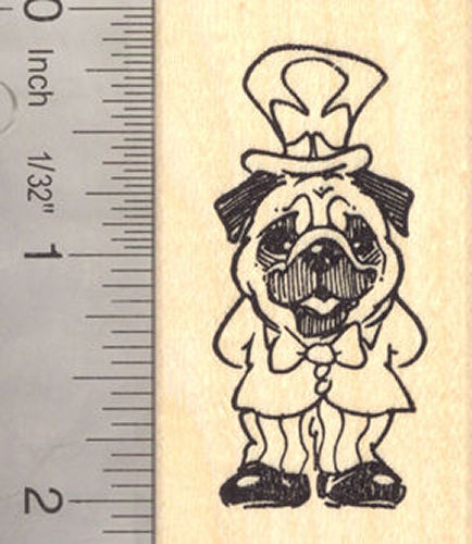 St. Patrick's Day Pug Dog Rubber Stamp