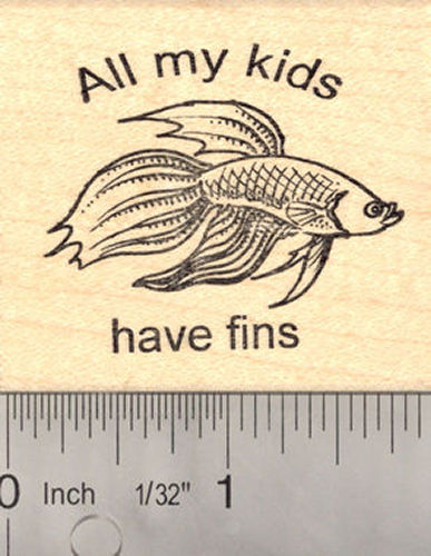 All My Kids Have Fins Fish Rubber Stamp