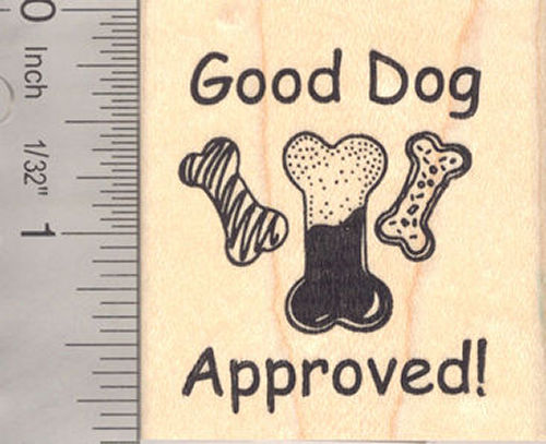 Good Dog Approved Treat Rubber Stamp, Doggie Bones