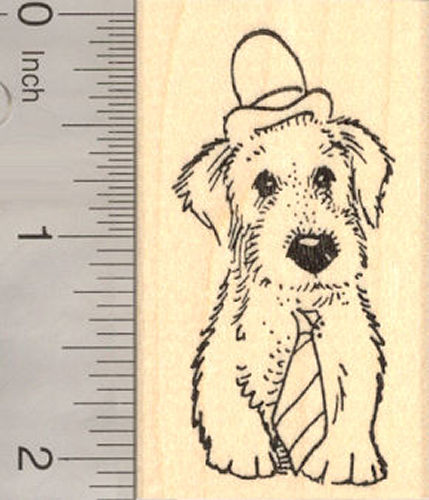Dog in Hat and Necktie, Father's Day Rubber Stamp
