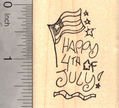 Happy 4th of July Rubber Stamp, American Independence Day (fourth of July, July 4th)