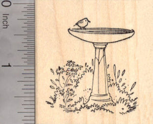 Bird Bath Rubber Stamp