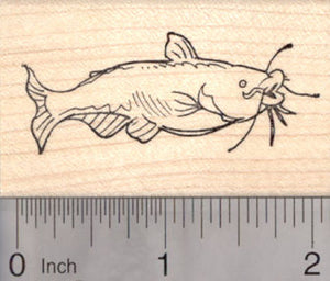 Channel Catfish Rubber Stamp, Blue Cat Fish