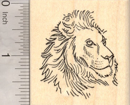 Lion Head Rubber Stamp, Wildlife, Big cat,