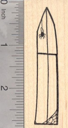 Halloween Rubber Stamp, Haunted House Window with Spider